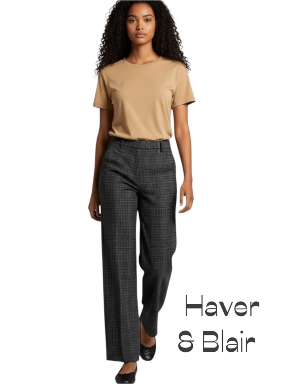 Haver & Blair Gray Plaid Wide-Leg Dress Pants NWOT Size S